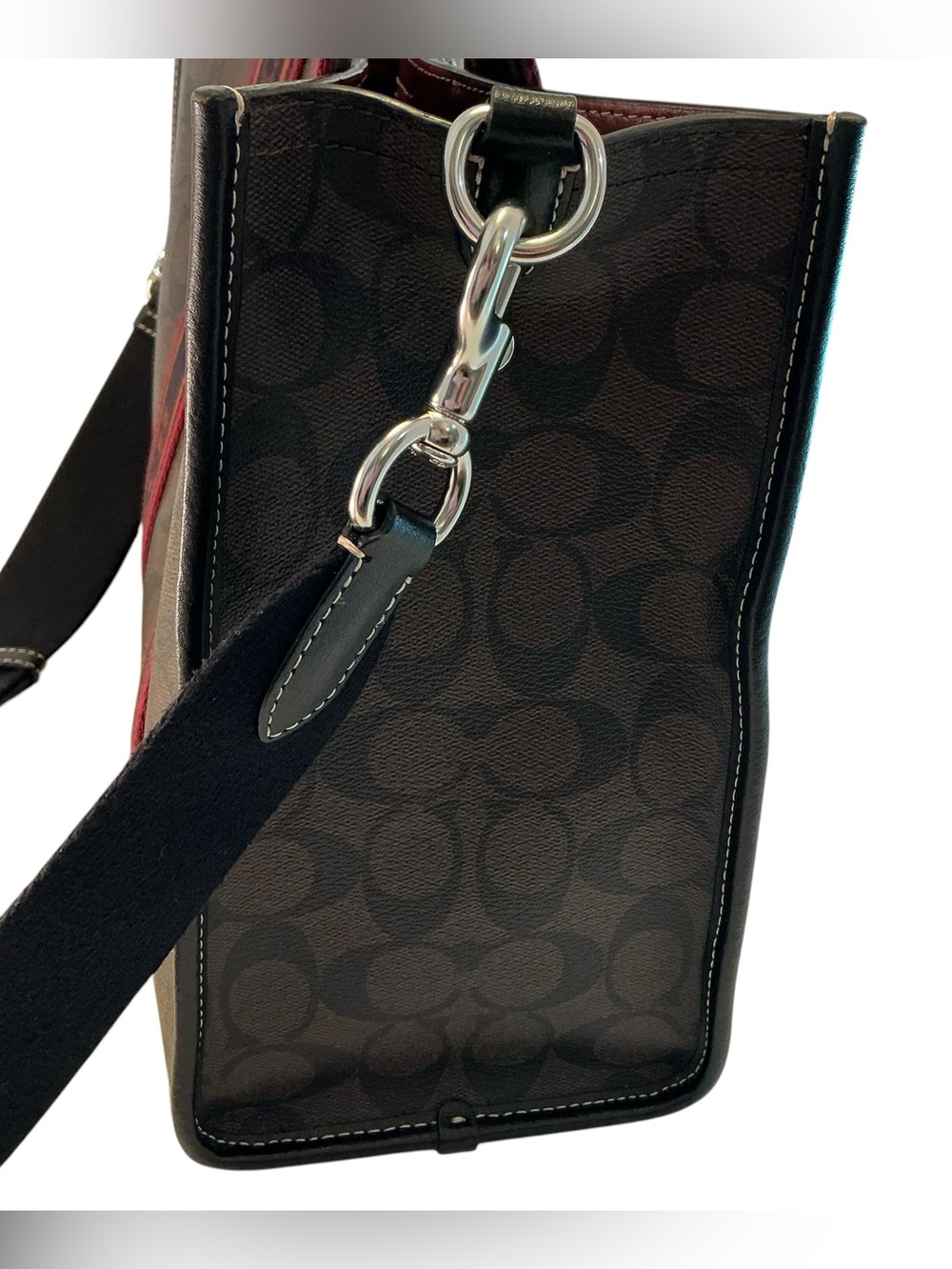 COACH SMITH Tote SN058 Brown, Black Signature COACH Logo MED Bag, Canvas Leather - Picture 7 of 15